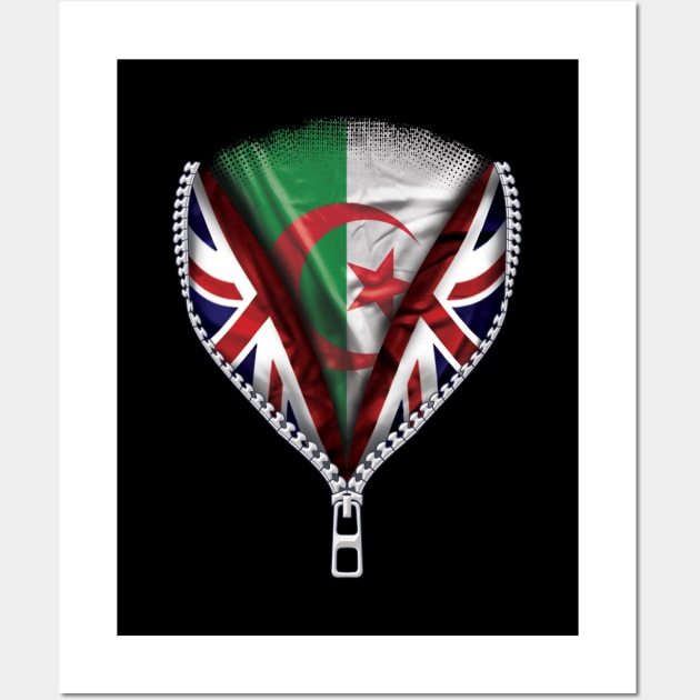 Algerian Flag  Algeria Flag zipped British Flag - Gift for Algerian From Algeria Wall Art by Country Flags